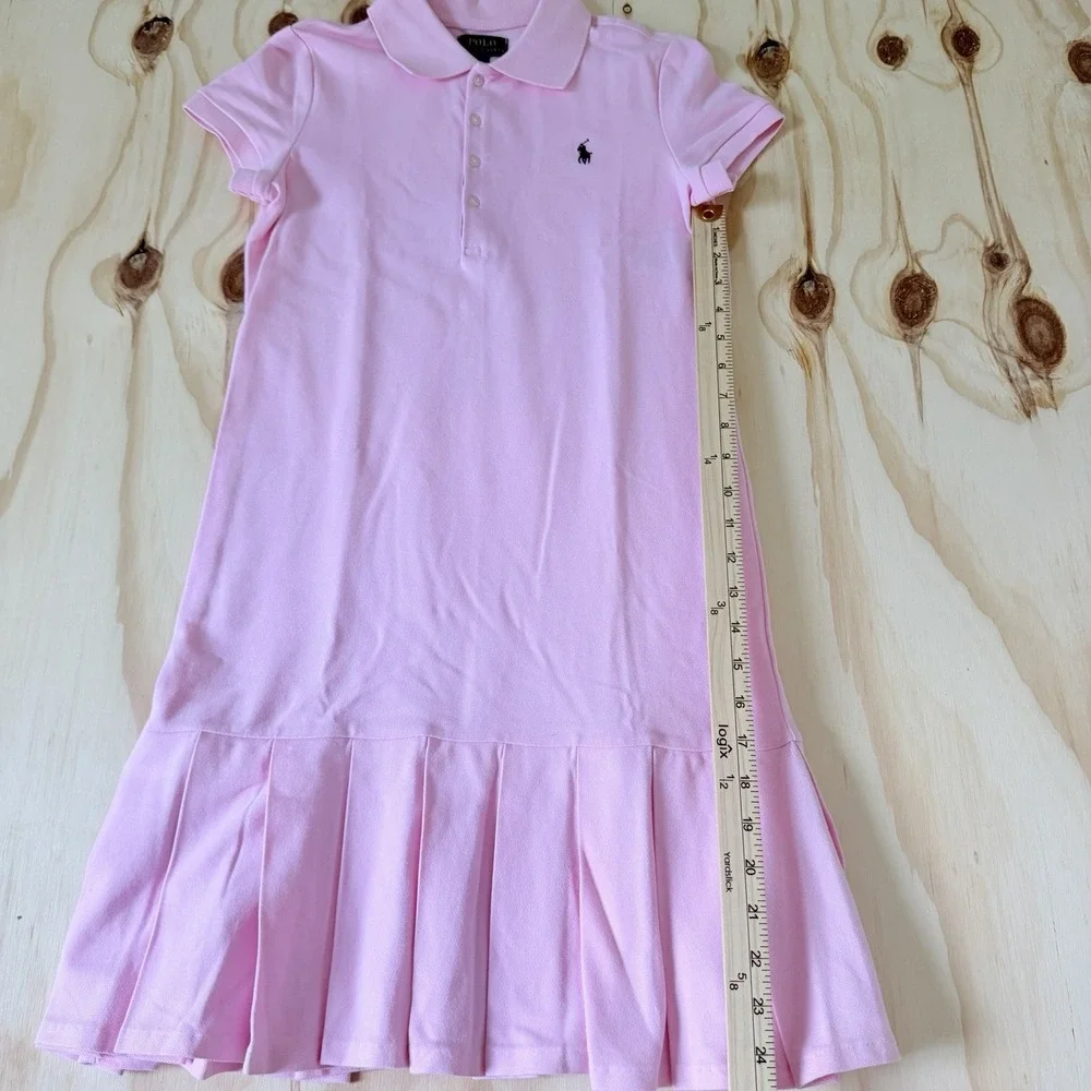 Ralph Lauren Girls Pink Polo Shirt Dress Size Large 12-14
